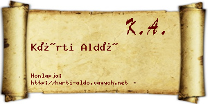 Kürti Aldó névjegykártya